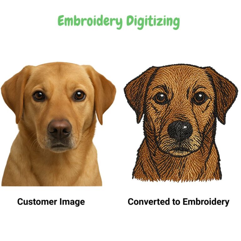 Pet face embroidery digitizing conversion